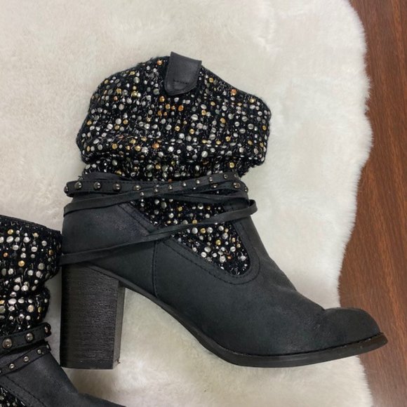 Not Rated Embellished Slouch Ankle Boots, size 10 - Picture 7 of 14